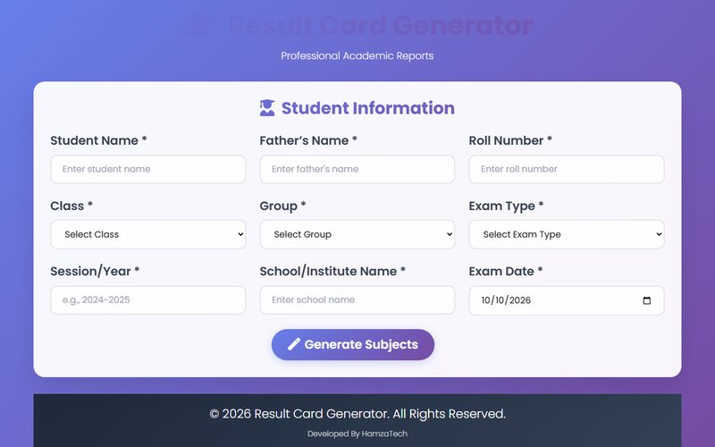 Result Card Generator