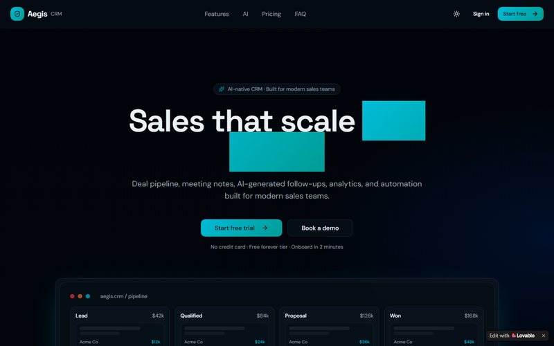 Aegis CRM — Sales that scale with intent