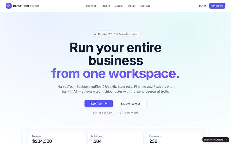 HamzaTech Business — AI-native ERP