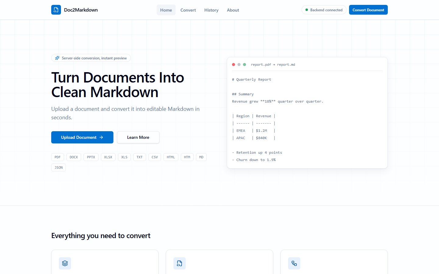 Doc2Markdown — Documents to Markdown Converter
