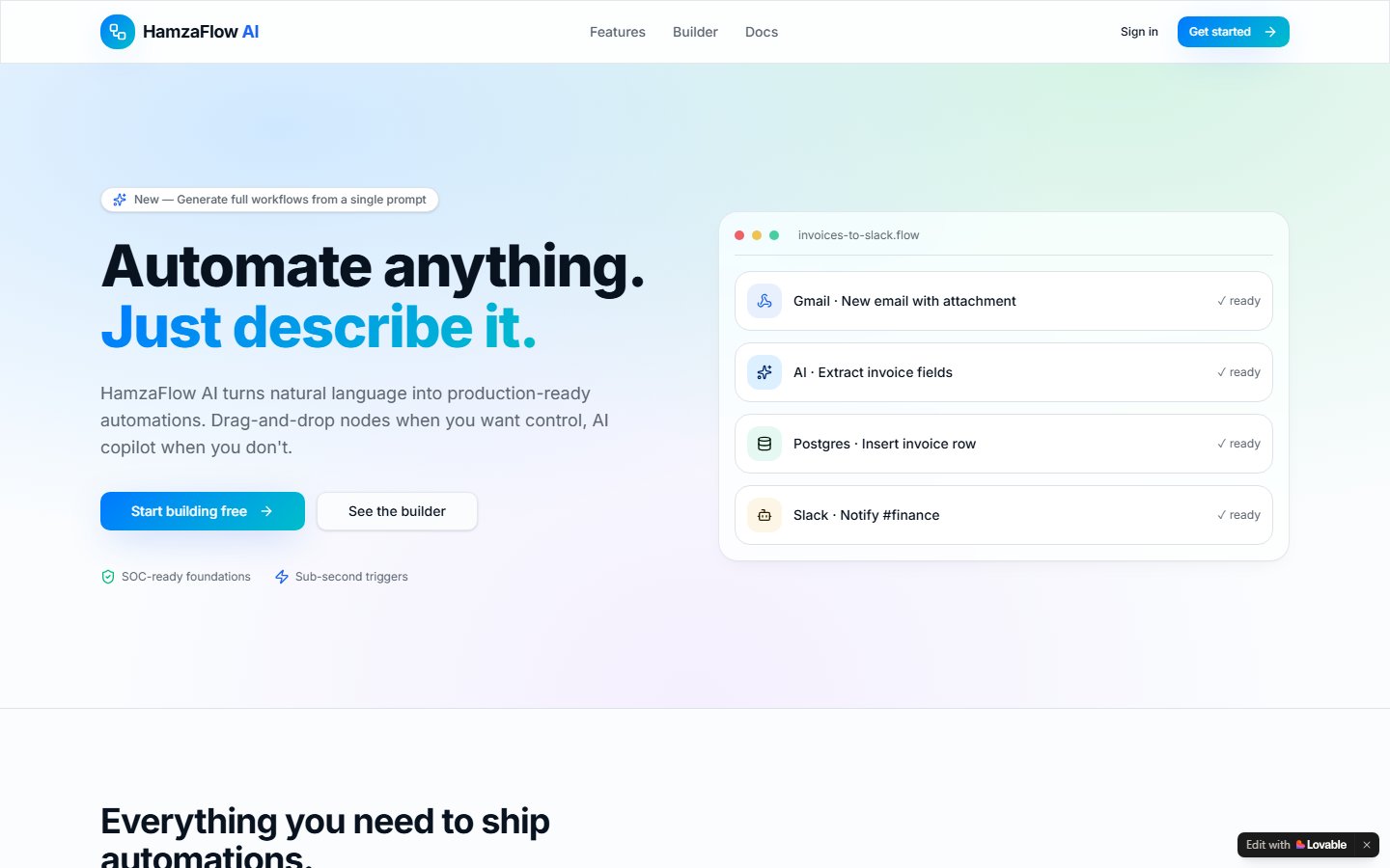 HamzaFlow AI — Describe-it Workflow Automation