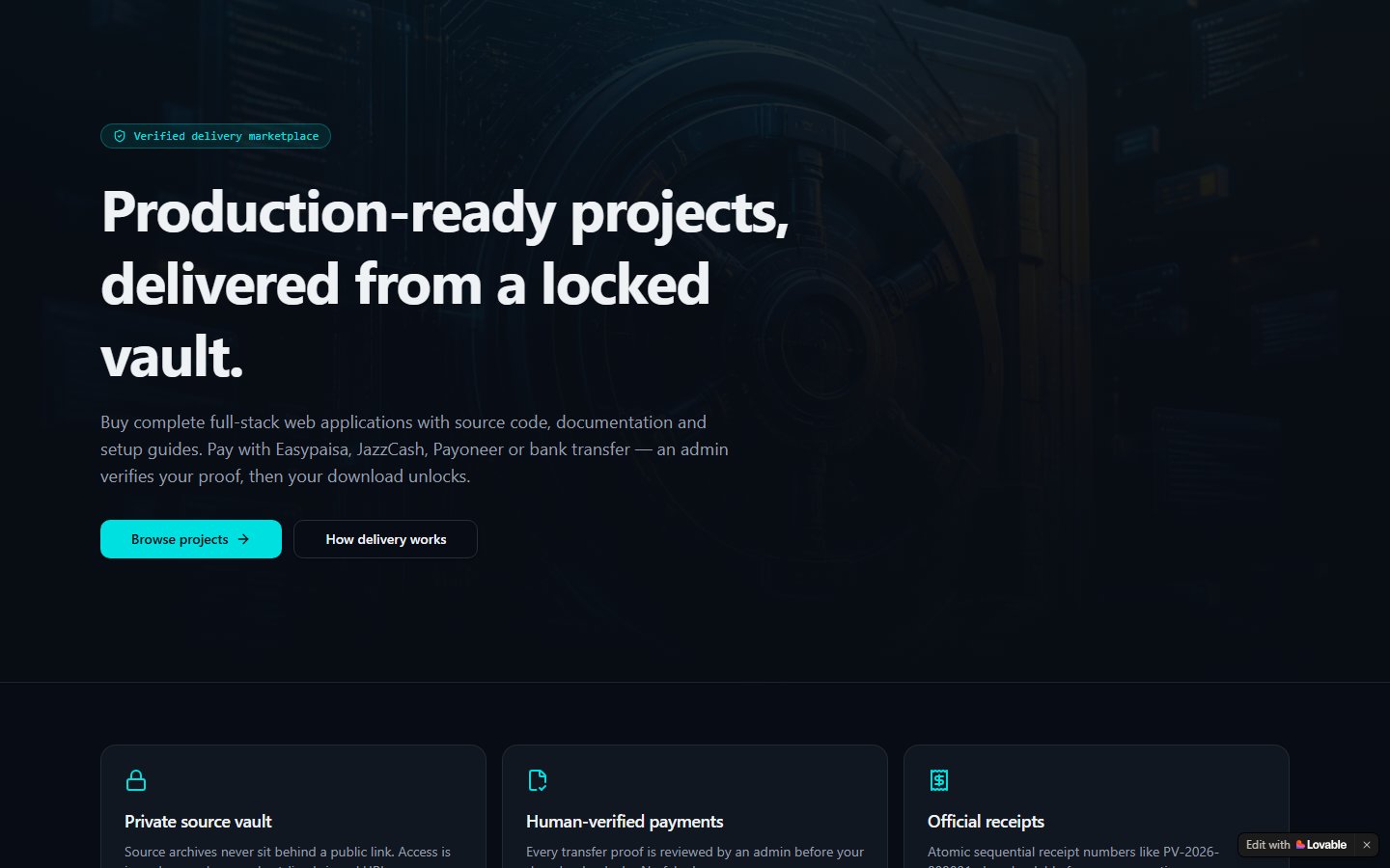 ProjectVault — Verified Source Code Marketplace