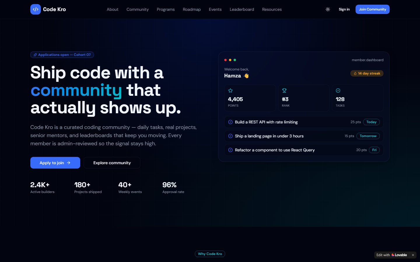 Code Kro — Community for Builders Who Ship